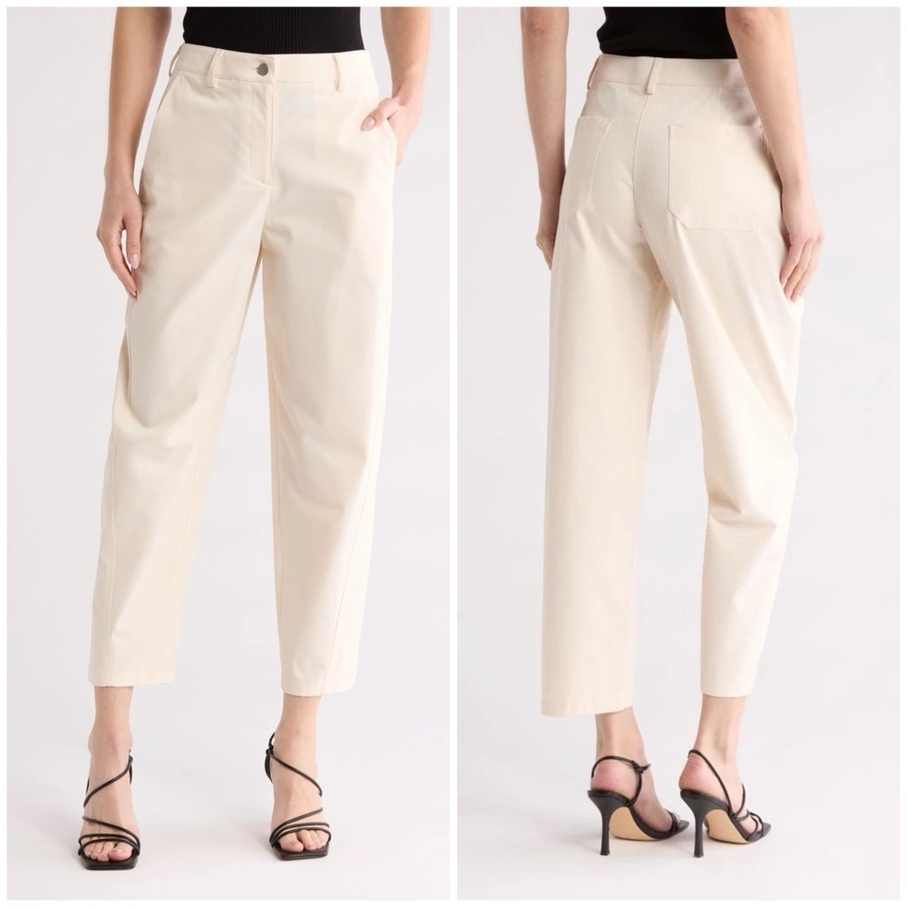 New TWP Wooster Pant Tapered Barrel Leg Ankle Cream Sz 4
